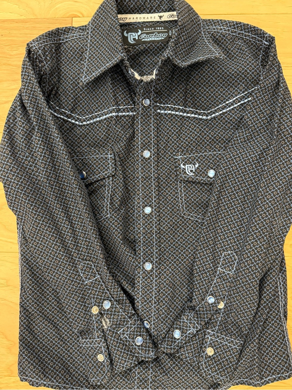 Cowboy Craft Kids' Black Patterned Button-Down Western Shirt